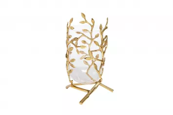 Ваза стеклянная с декором "Золотые ветви" 
