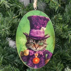 Новогодняя подвеска Wood Pendant With Cheshire Cat 20 cm
