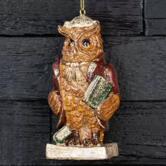 Игрушка ёлочная Wise Owl With Books 10 cm