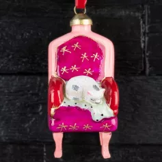 Ёлочная игрушка Glass Cat In Sofa Chair Purple